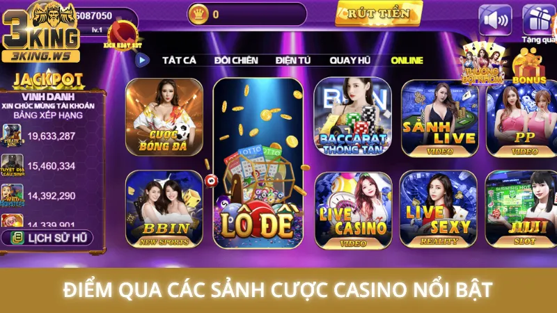 Điểm qua các sảnh cược casino nổi bật