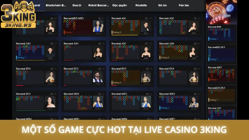 Một số game cực hot tại Live Casino 3King